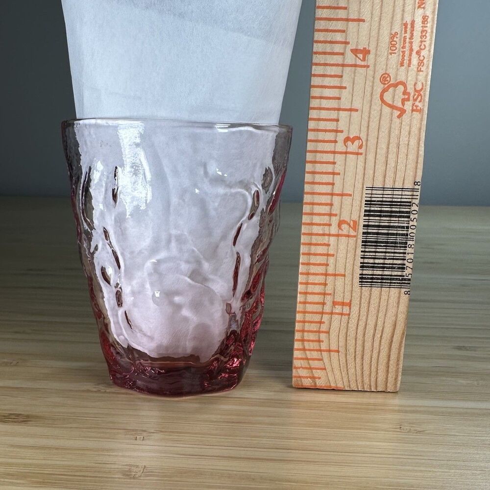 Vintage Morgantown Seneca Driftwood Crinkle Pink 6oz Lowball Glasses 4 pcs MCM - Picture 6 of 8